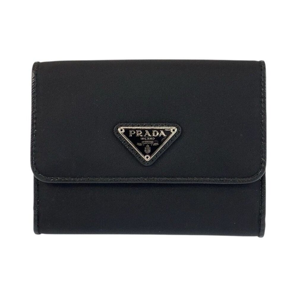 PRADA TRIANGLE LOGO PLATE TESSUTO WALLET